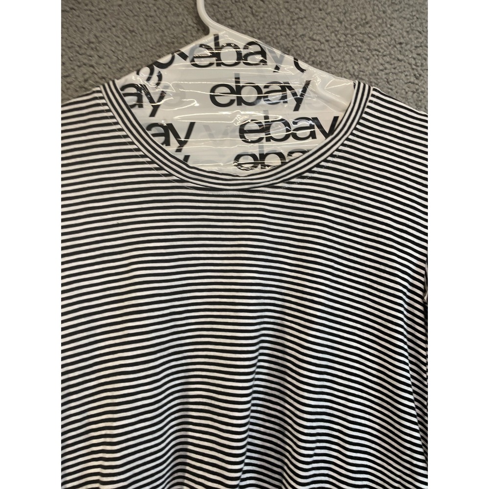TERRA AND SKY Blouse Womens 3X Top Striped Short‎ Sleeve Linen Blend White Blue
